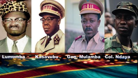 Patrice Lumumba, Joseph Kasavubu, Gen. Mulamba, Colonel Mamadou Ndaya