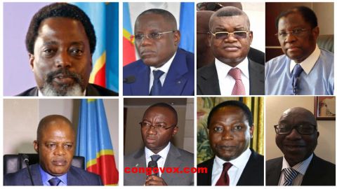 Joseph Kabila, Aubin Minaku, Nehemie Mwilanya, Kalev Mutond, Mova Sakania, Alexis Tambwe Mwamba, Mbuyu Luyongola et Evariste Boshab