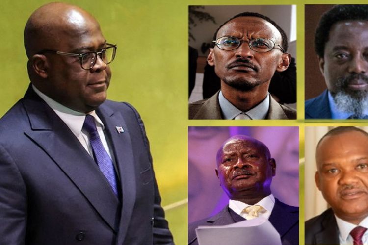 Felix Tshisekedi, Paul Kagame, Yoweri Museveni, Joseph Kabila et Corneille Nangaa