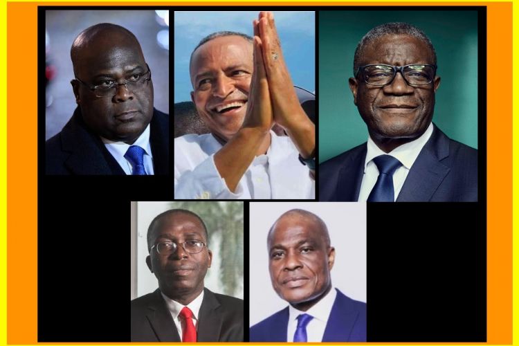 Felix Tshisekedi, Moise Katumbi, Martin Fayulu, Dr. Denis Mukwege, Matata Mponyo, et Martin Fayulu