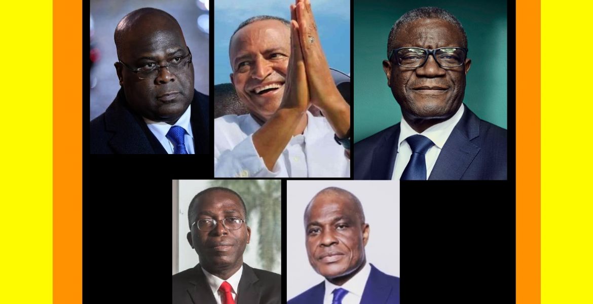 Felix Tshisekedi, Moise Katumbi, Martin Fayulu, Dr. Denis Mukwege, Matata Mponyo, et Martin Fayulu